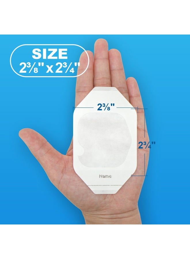 LotFancy ضمادة فيلم شفاف، 2.37" × 2.75"، 35 قطعة، غطاء جروح مقاوم للماء، لصقة طبية معقمة شفافة لأجهزة القسطرة الوريدية، للاستحمام بعد الجراحة، للعناية بالوشم، للإسعافات الأولية - Image 2
