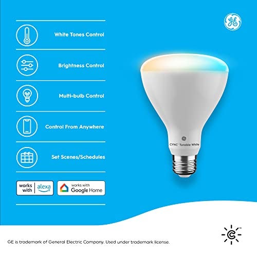 Cync GE CYNC Smart LED Light Bulbs, Tunable White, Bluetooth and Wi-Fi, Works with Alexa and Google, BR30 Indoor Floodlights (2 Pack) - Image 2