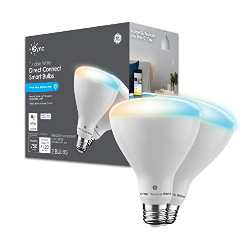 Cync GE CYNC Smart LED Light Bulbs, Tunable White, Bluetooth and Wi-Fi, Works with Alexa and Google, BR30 Indoor Floodlights (2 Pack) - Image 1