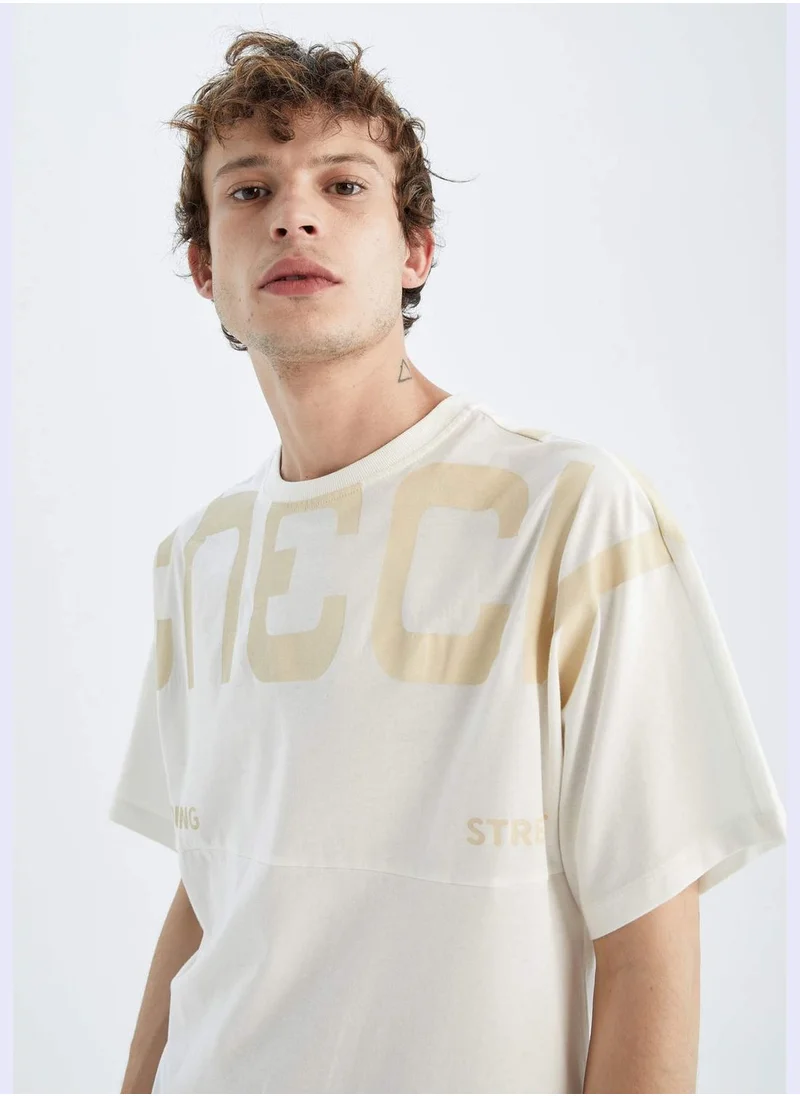 DeFacto Oversize Fit Short Sleeve Slogan Print T-Shirt