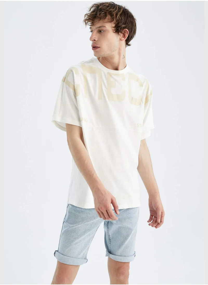 DeFacto Oversize Fit Short Sleeve Slogan Print T-Shirt