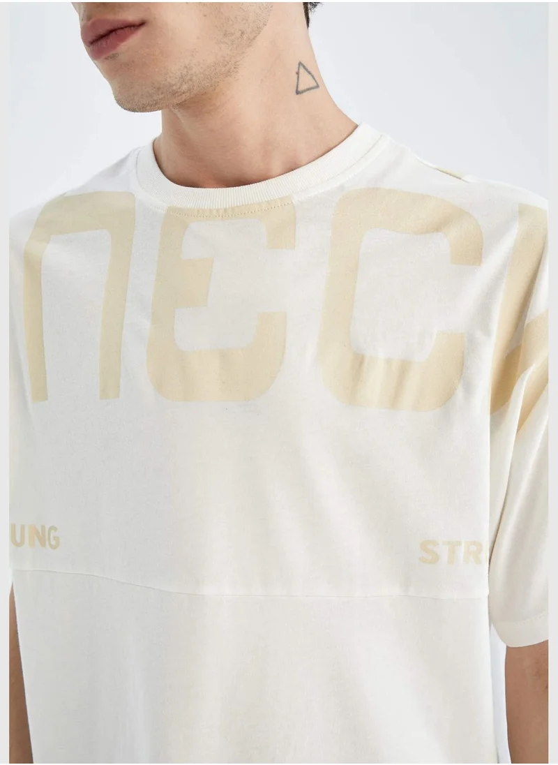 DeFacto Oversize Fit Short Sleeve Slogan Print T-Shirt