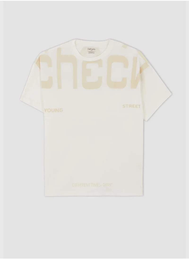 DeFacto Oversize Fit Short Sleeve Slogan Print T-Shirt
