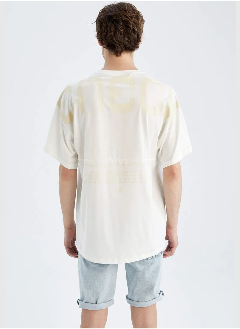 DeFacto Oversize Fit Short Sleeve Slogan Print T-Shirt