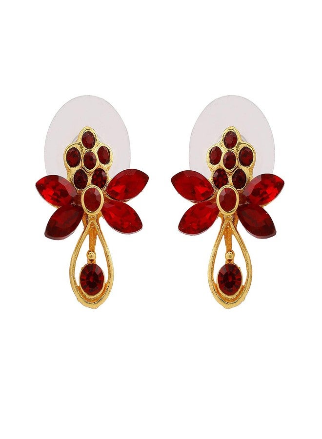 استيل أقراط إستيل جيهينا بتصميم عصري للبنات، طقم من زوجين (أبيض وأحمر)، مقاس واحد - Image 3