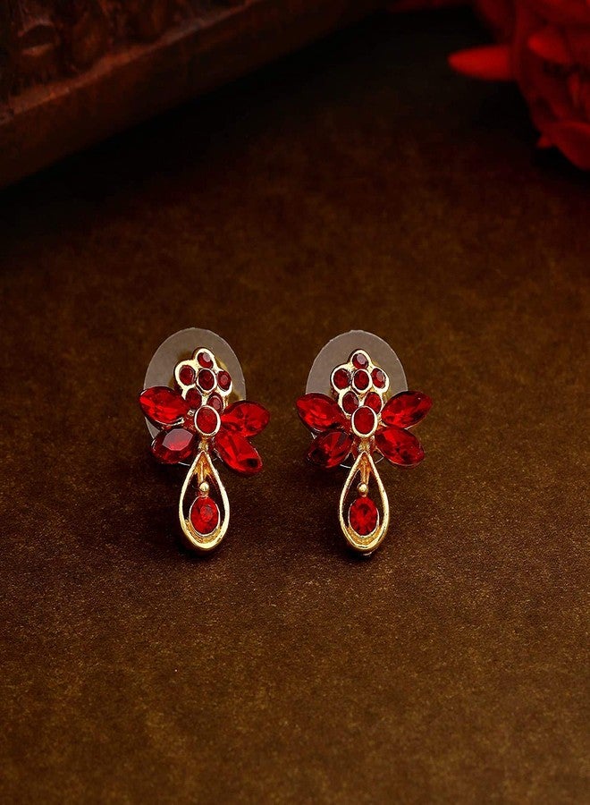 استيل أقراط إستيل جيهينا بتصميم عصري للبنات، طقم من زوجين (أبيض وأحمر)، مقاس واحد - Image 4