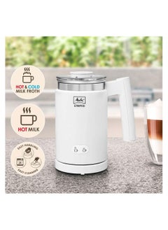 Melitta CREMIO Premium Milk Frother, For Cold & Warm Milk Coffee, Electric Milk Steamer, Soft Foam Maker, White  - Image 2