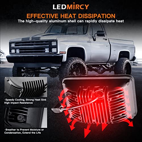 LEDMIRCY 4x6 LED Lights High Low Sealed Beam White Rectangular LED Light 4PCS 45W Rectangular Automotive Headlight Assemblies with H4651 H4656 H6545 H4652 H4666 H4668 H4642 - Image 4