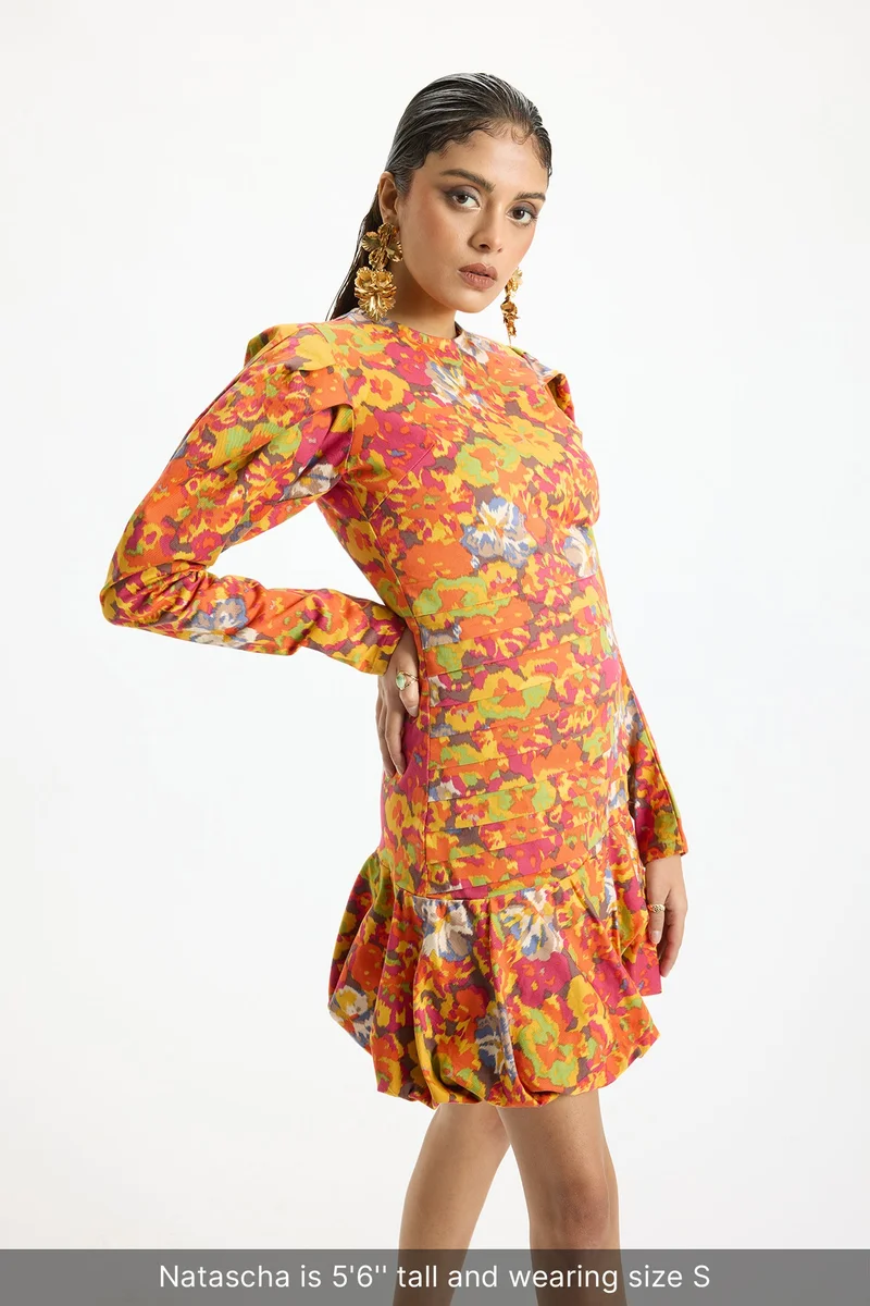 Virgio Cotton Stretch Brunchwear Floral Bodycon Dresses for Women