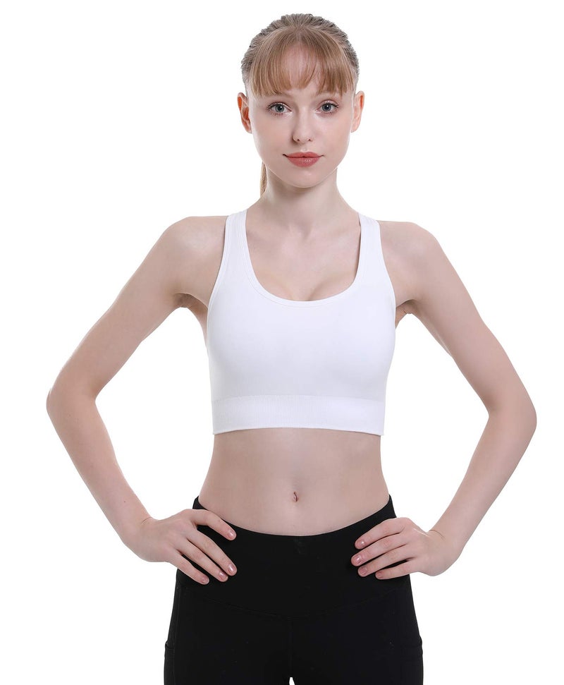 Double Couple Sports Bras for Women Padded High Impact Seamless Criss Cross Back Workout Tops Gym Activewear Bra Large - Image 3