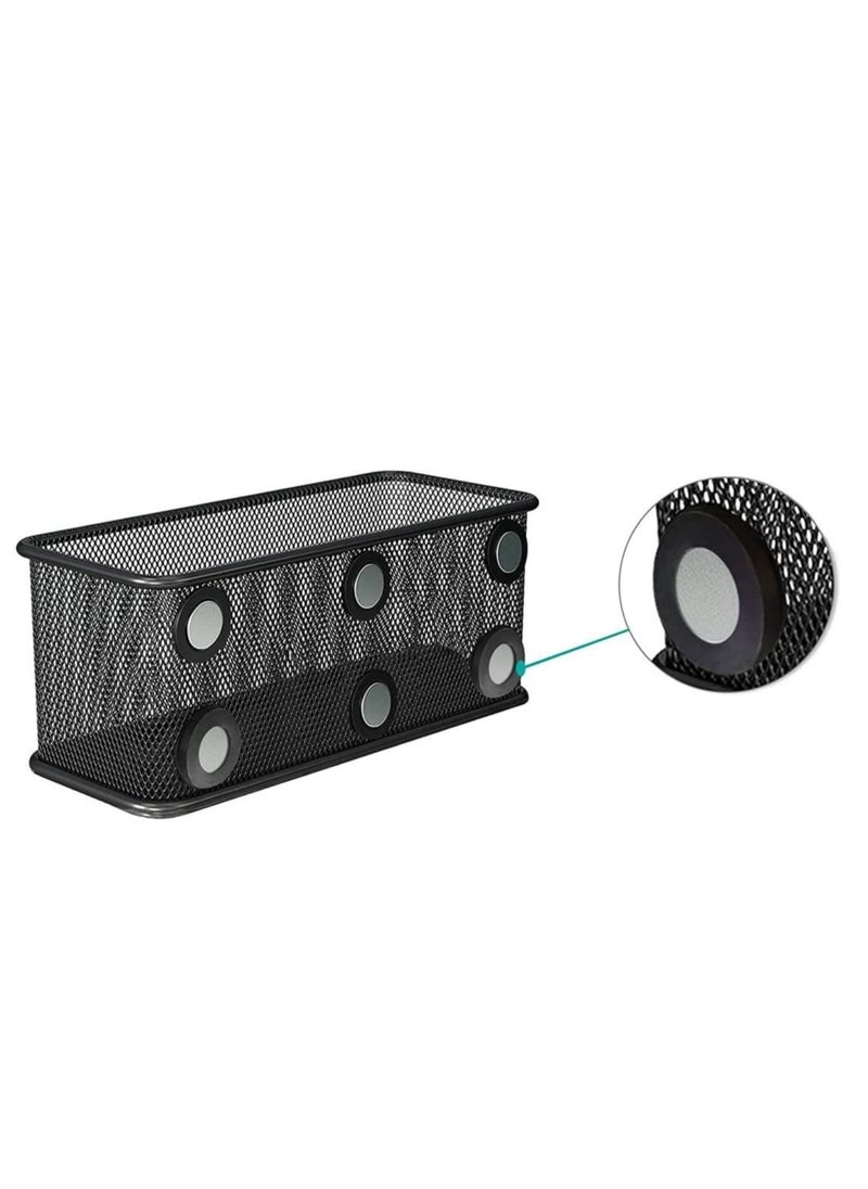 Excefore Mesh Magnetic Storage Baskets, Anti Slip Strong Magnet Pen Cup Magnetic Marker Storage Basket Organizer, Suitable for Whiteboard Refrigerator Fridge Locker Accessories (Black)  - Image 1