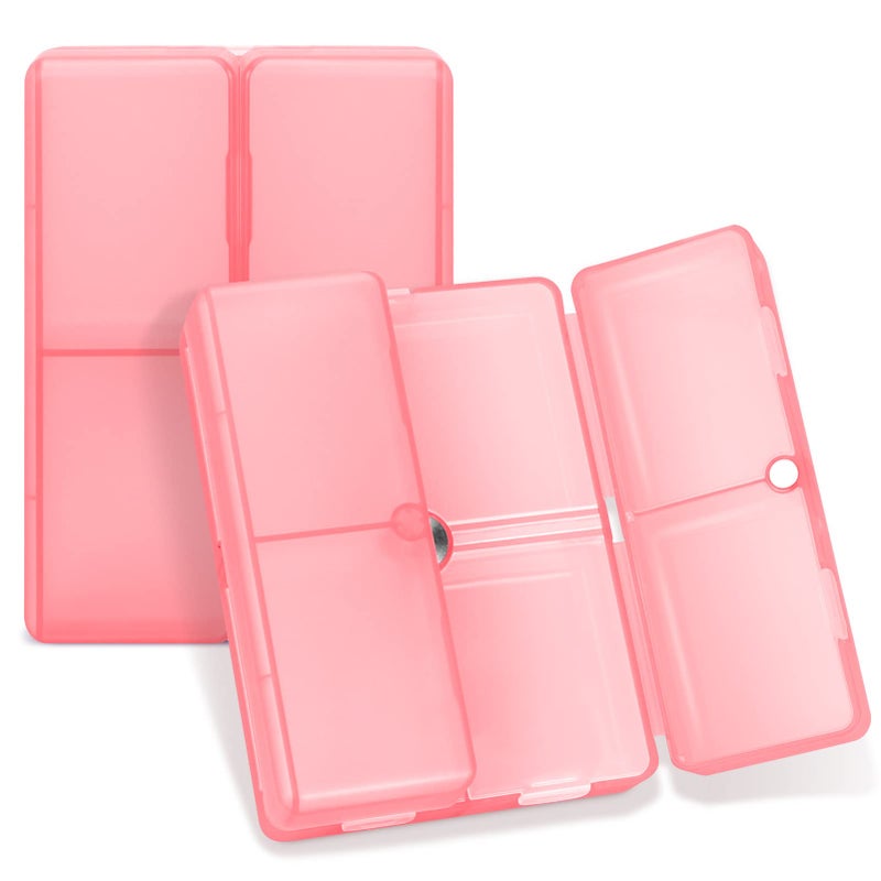 FYY Daily Pill Organizer, 7 Compartments Portable Pill Case Travel Pill Organizer,[Folding Design] Pill Box for Purse Pocket to Hold Vitamins,Cod Liver Oil,Supplements and Medication-Clear Red - Image 1