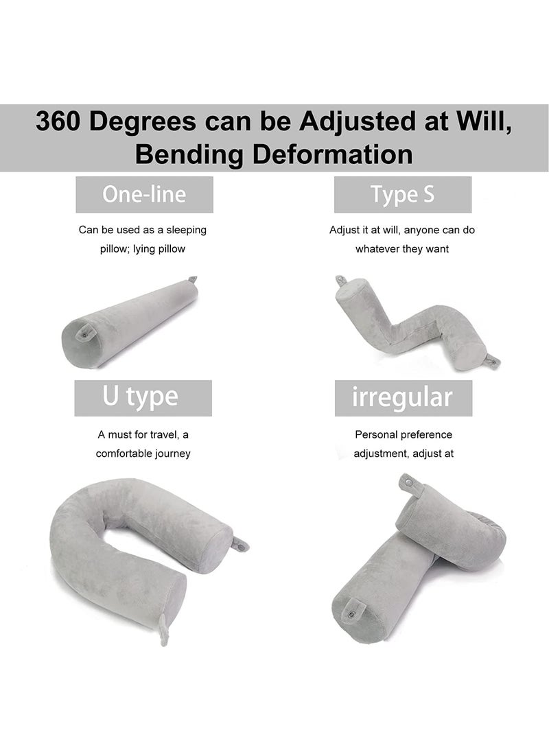 GBEX GBEX Twist Memory Foam Travel Pillow Neck Chin Lumbar Leg Support Traveling on Airplane Bus Train at Home Bendable Roll Pillow with Washable Soft Cover Multi Colour  - Image 4