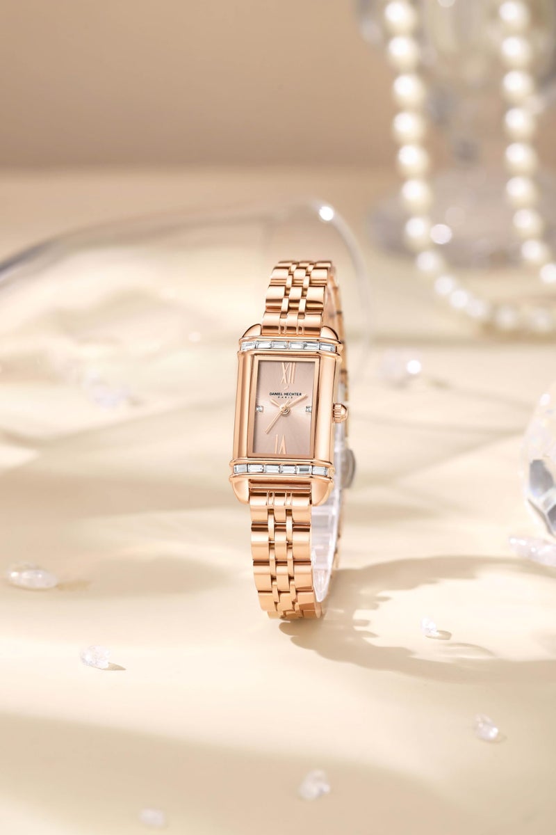 Daniel Hechter Paris Louvre Collection Square Dial Watch for Women with Roman Indices and Stainless Steel Strap-DHW2006 - Image 4