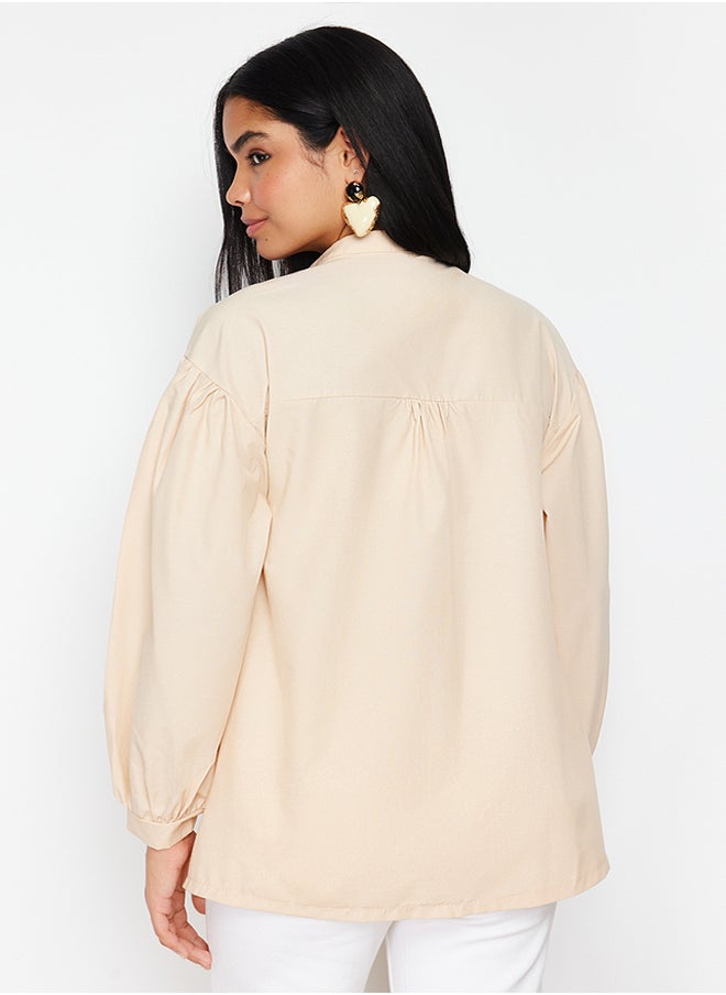 trendyol - Stone Gathering Detailed Cotton Basic Woven Shirt TCTSS24TG00055 - Image 1