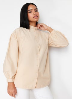 trendyol Stone Gathering Detailed Cotton Basic Woven Shirt TCTSS24TG00055  - Image 1