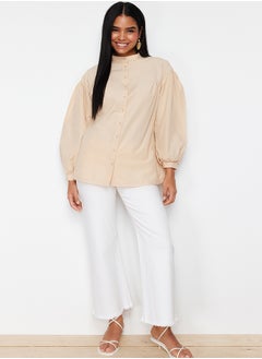 trendyol Stone Gathering Detailed Cotton Basic Woven Shirt TCTSS24TG00055  - Image 2