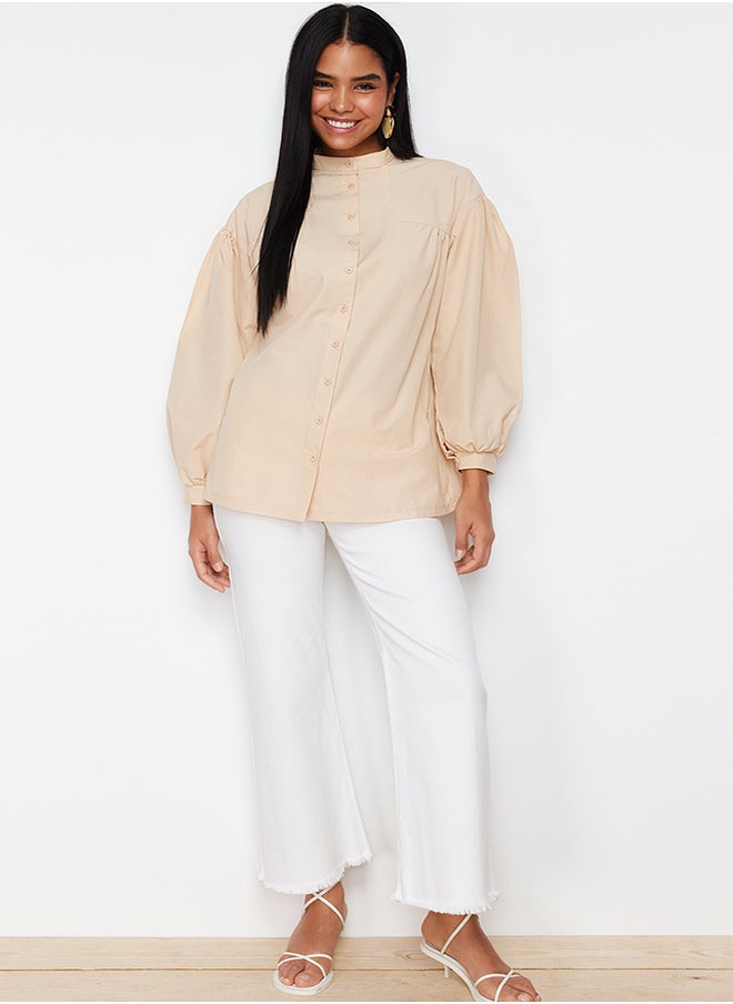 trendyol - Stone Gathering Detailed Cotton Basic Woven Shirt TCTSS24TG00055 - Image 1