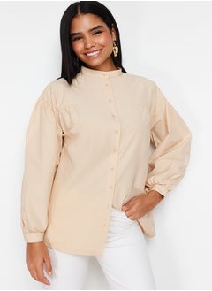 trendyol Stone Gathering Detailed Cotton Basic Woven Shirt TCTSS24TG00055  - Image 3