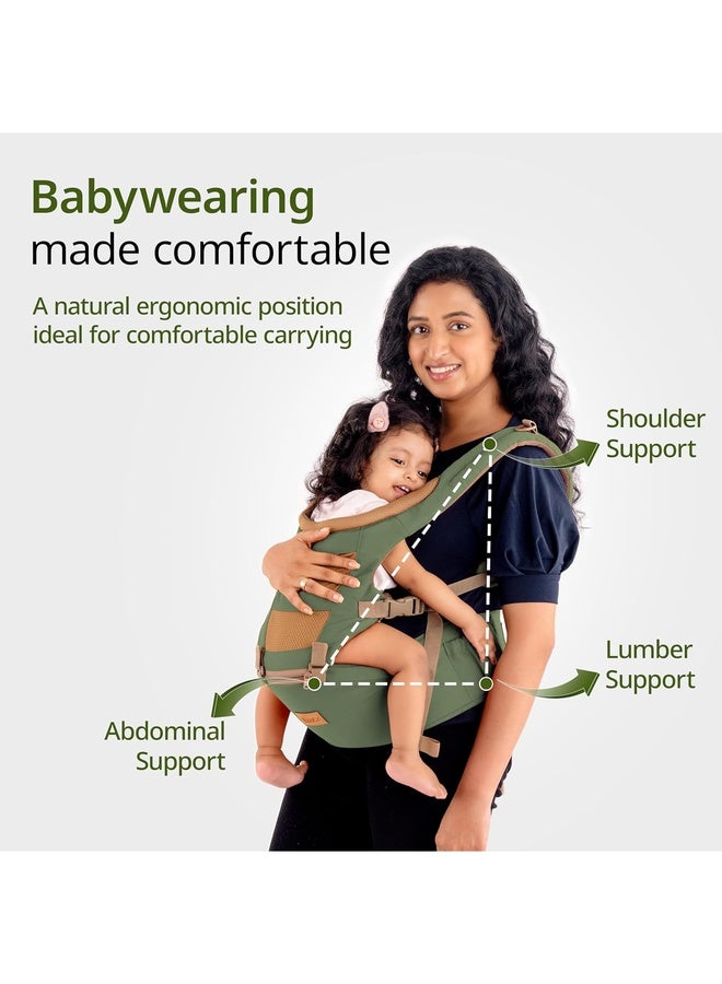 Luvlap Royal Hip Seat Baby Carrier with 4 Carry Positions, Baby Carrier with Hip seat for 6 to 24 Months Baby, Adjustable New-Born to Toddler Carrier, Max Weight Up to 15 Kgs (Green) - Image 5