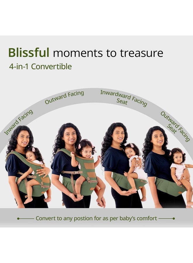 Luvlap Royal Hip Seat Baby Carrier with 4 Carry Positions, Baby Carrier with Hip seat for 6 to 24 Months Baby, Adjustable New-Born to Toddler Carrier, Max Weight Up to 15 Kgs (Green) - Image 3