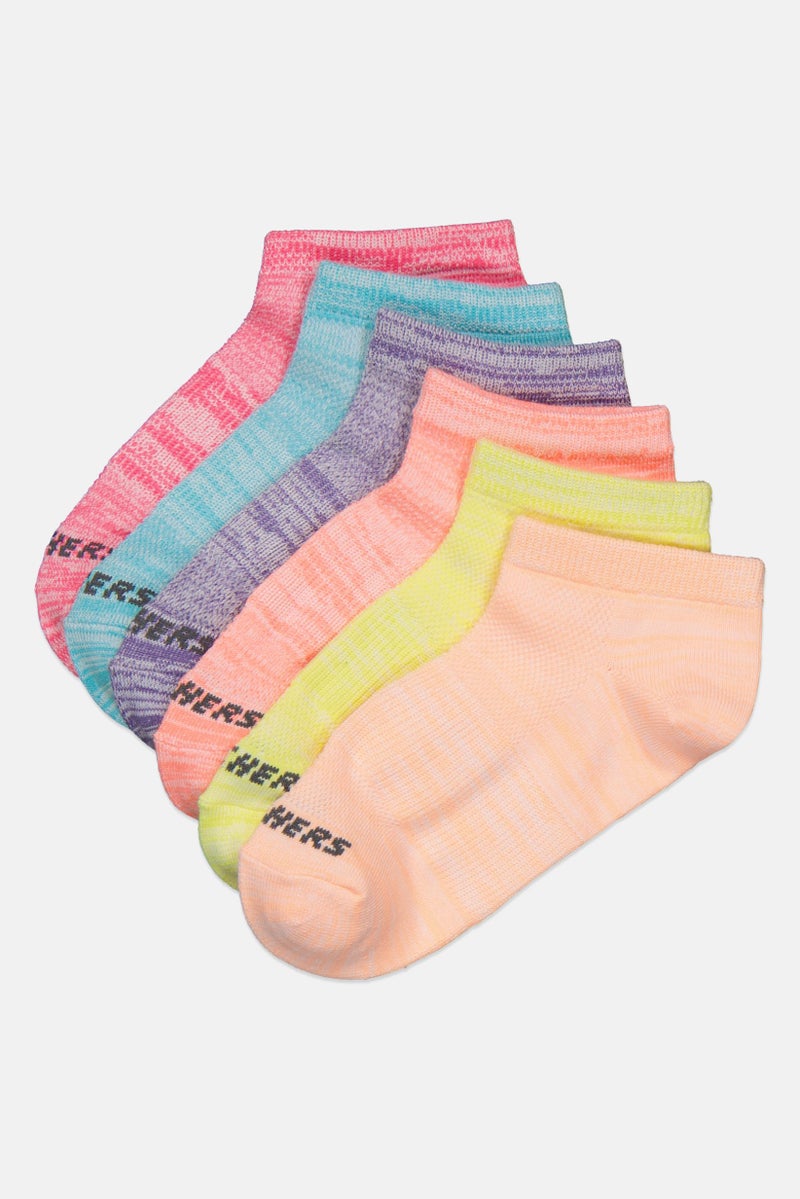 SKECHERS Kids Girl 6 Pairs Heather Low Cut Socks, Multicolor - Image 1