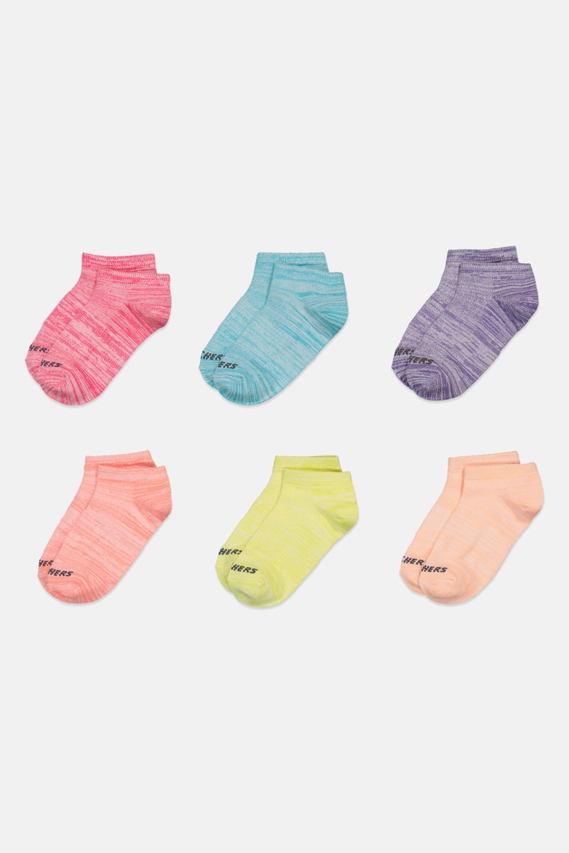 SKECHERS Kids Girl 6 Pairs Heather Low Cut Socks, Multicolor - Image 3
