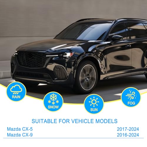 CJPPPZIW® Windshield Wipers-24"+18"+14" Replacement for 2017-2024 Mazda CX-5 CX5/2016-2024 CX-9 CX9 OEM Quality Premium All-Season Front Rear Wiper Blades (Pack of 3) - Image 2