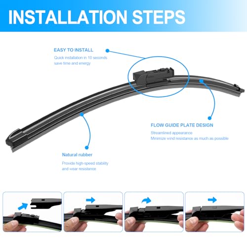 CJPPPZIW® Windshield Wipers-24"+18"+14" Replacement for 2017-2024 Mazda CX-5 CX5/2016-2024 CX-9 CX9 OEM Quality Premium All-Season Front Rear Wiper Blades (Pack of 3) - Image 5