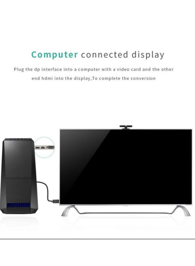 DP to HDTV HDMI Adapter Cable 4K 30Hz Gold Plated Displayport to HDMI Converter Cable DP Male to HDMI Female Adapter Cable (Black) - Image 5