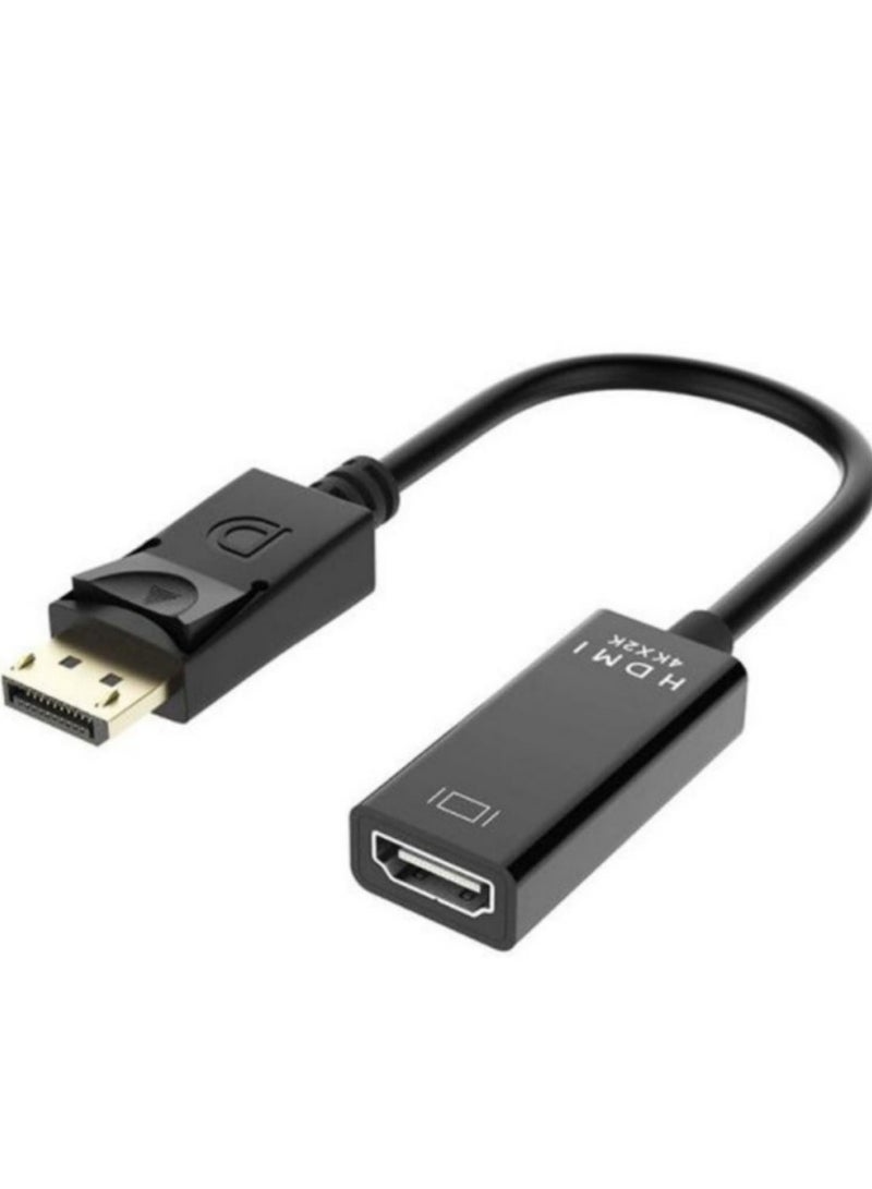 DP to HDTV HDMI Adapter Cable 4K 30Hz Gold Plated Displayport to HDMI Converter Cable DP Male to HDMI Female Adapter Cable (Black) - Image 1