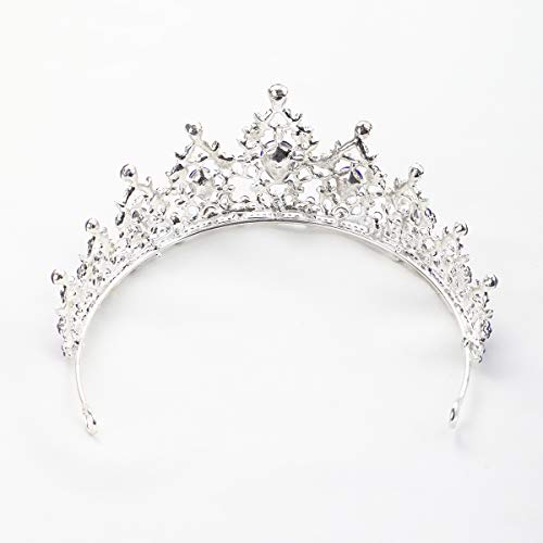 FORSEVEN Crystal Wedding Crown Queen Tiara Bride Crowns for Women Rhinestone Headbands Princess Birthday Party Tiaras Bridal Wedding Accessories (Blue) - Image 4