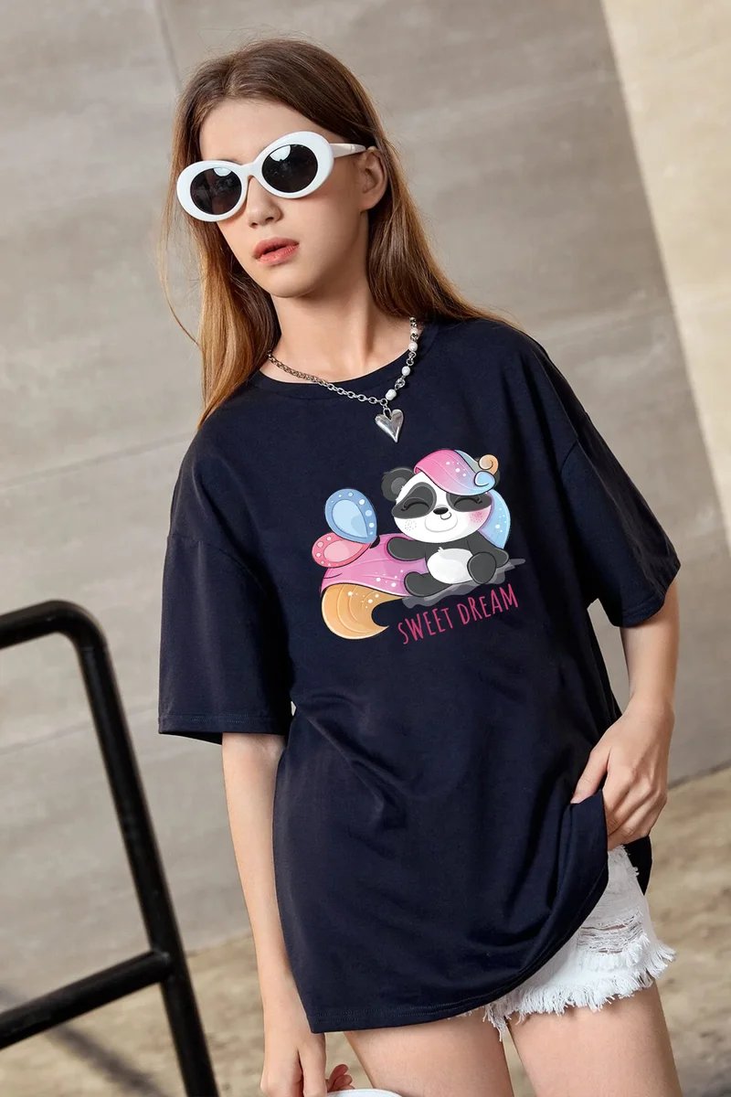 ONLYTRENDWEAR Childrens Sweat Dream Printed Cotton Tshirt 3-4 Years Old Black