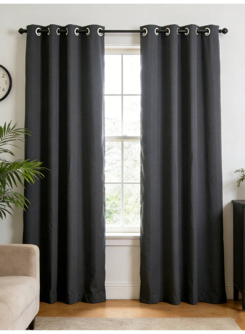 2 Panels 100% Blackout Curtains Solid Color Grey Eyelet Curtain Modern Minimalist Darkening Long Bedroom Thermal Insulated Grommet Top Window Curtains Drapes for Bedroom Living Room - Image 1