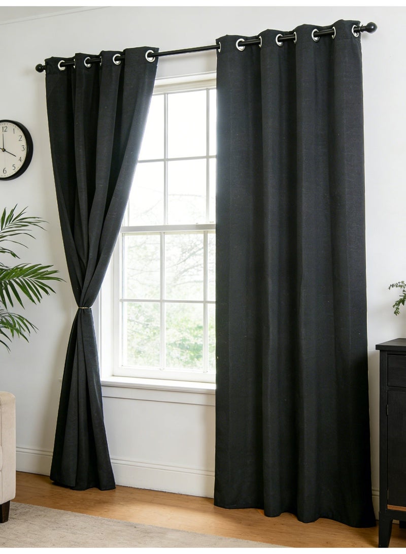 2 Panels 100% Blackout Curtains Solid Color Grey Eyelet Curtain Modern Minimalist Darkening Long Bedroom Thermal Insulated Grommet Top Window Curtains Drapes for Bedroom Living Room - Image 2
