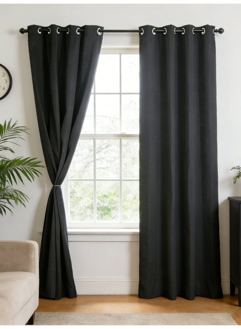 2 Panels 100% Blackout Curtains Solid Color Grey Eyelet Curtain Modern Minimalist Darkening Long Bedroom Thermal Insulated Grommet Top Window Curtains Drapes for Bedroom Living Room - Image 4