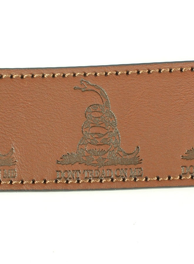 BC Belts Don’t Tread on Me Leather Belt Strap and Metal Buckle 1.5" Wide with Snaps - Gadsden Flag Patriotic Symbol American History USA (Brown-S) - Image 4