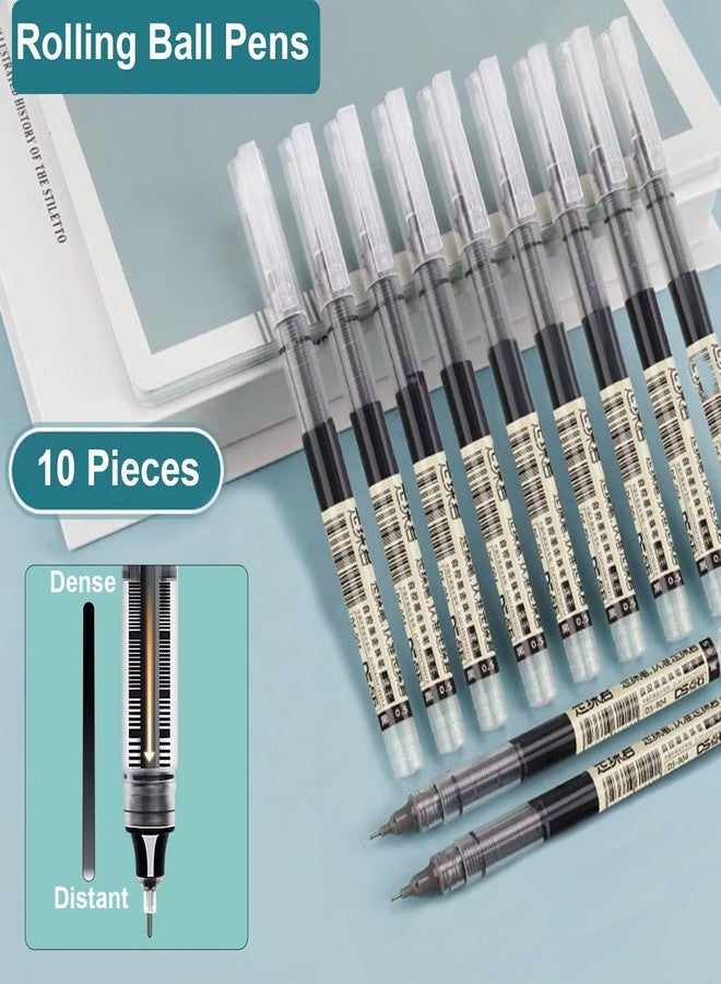 STAPENS Rolling Ball Pens, Fine Point 0.5 mm Rollerball Pens with Quick-drying Ink, 10 Pack Retro Pens (Black) - Image 2