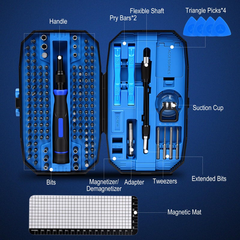 DikTalk 152Pcs Precision Screwdriver Set with 140 CR-V Bits,Magnetic Screwdriver Set with Storage Case&Accessories,Multi-Bit Electronics Repair Kit for iPhone,MacBook,Laptop,PC,Game Console,Tablet,Drone,etc - Image 2