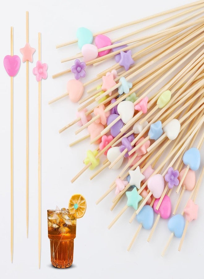 Motroce 300 PCS Cocktail Picks, 4.7 Inch Fancy Toothpicks for Appetizers, Macaron Bamboo Cocktail Skewers Sticks for Wedding Birthday Valentines Day Decoration Party Supplies(3 Style) - Image 1