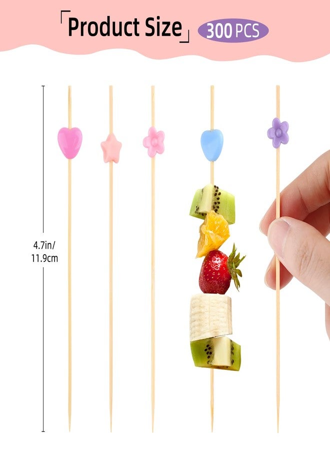 Motroce 300 PCS Cocktail Picks, 4.7 Inch Fancy Toothpicks for Appetizers, Macaron Bamboo Cocktail Skewers Sticks for Wedding Birthday Valentines Day Decoration Party Supplies(3 Style) - Image 2