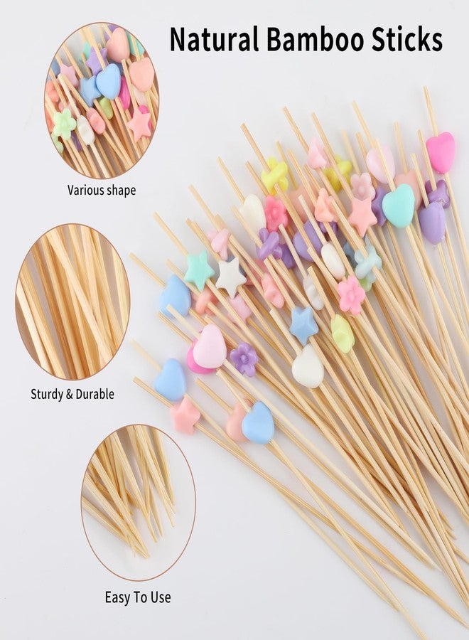 Motroce 300 PCS Cocktail Picks, 4.7 Inch Fancy Toothpicks for Appetizers, Macaron Bamboo Cocktail Skewers Sticks for Wedding Birthday Valentines Day Decoration Party Supplies(3 Style) - Image 3