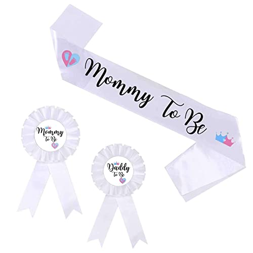 PATICARRY HAPPYLAND Gender Reveal Decorations Sash and Tinplate Badge Mommy to Be and Daddy to Be Baby Shower - Image 5