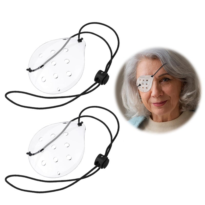 WY LIGHTING LEVEL 2 Pcs Plastic Eye Shield Clear Eye Patch with Adjustable Strap Eye Surgery Covering Breathable After Surgery Eye Protections for Patient Men Women Eye Care Supplies for Eye PostOperative Recovery 