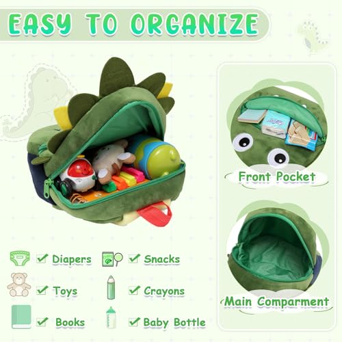 Kasqo Toddler Backpack for Boys and Girls, Cartoon Kindergarten Preschool Kids Backpack, Cute Animal Small Plush Bag for 2-6 Years - Image 3