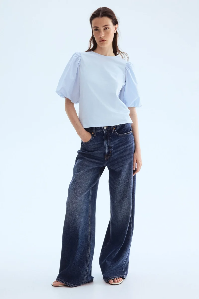 اتش اند ام بلوزة بأكمام بالون