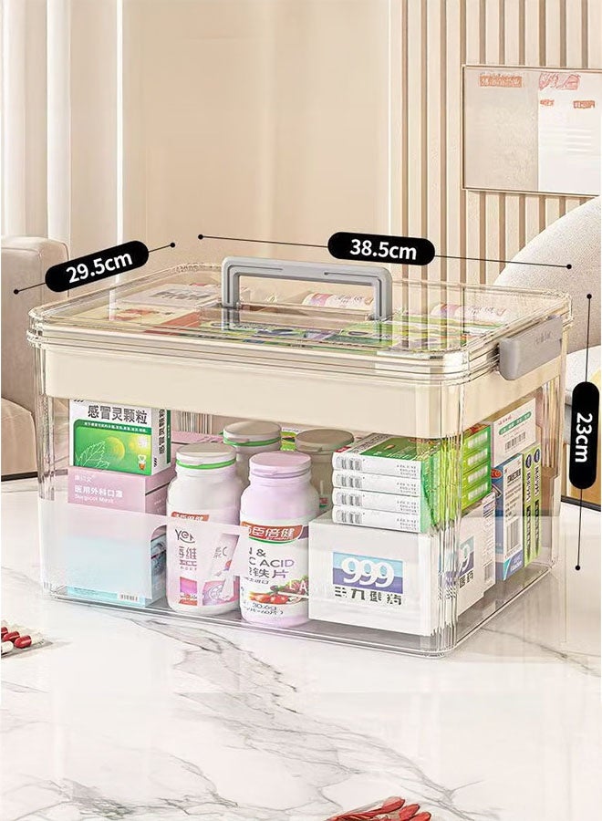 LEDIN Large Capacity Clear Medicine Storage Box with Handle and Sealed Lid, Waterproof Multi-Layer Design for Home and Office Essentials, Transparent Plastic Organizer for Pills, Vitamins, and Supplements, Pill Box for Purse  - Image 3