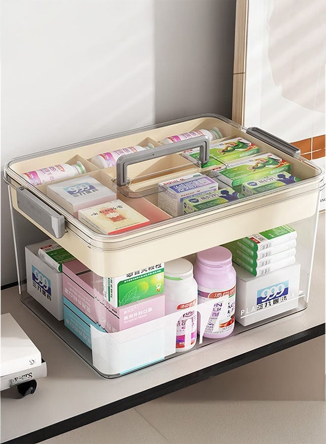LEDIN Large Capacity Clear Medicine Storage Box with Handle and Sealed Lid, Waterproof Multi-Layer Design for Home and Office Essentials, Transparent Plastic Organizer for Pills, Vitamins, and Supplements, Pill Box for Purse  - Image 5