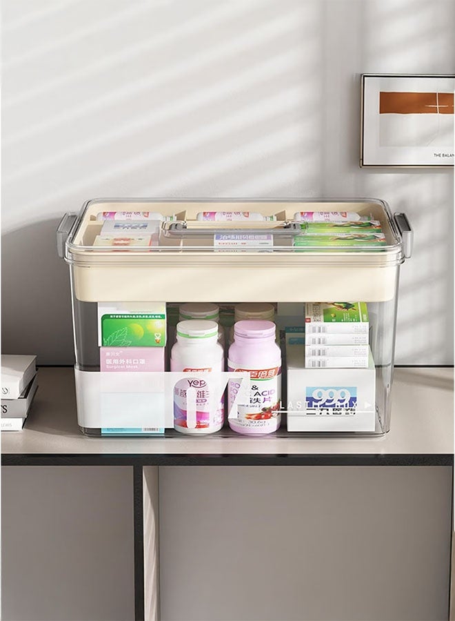 LEDIN Large Capacity Clear Medicine Storage Box with Handle and Sealed Lid, Waterproof Multi-Layer Design for Home and Office Essentials, Transparent Plastic Organizer for Pills, Vitamins, and Supplements, Pill Box for Purse  - Image 4