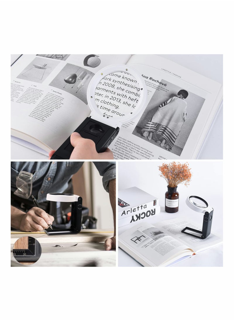Excefore - Magnifying Glass Magnifier with Light - USB Power Standing 25X 8X Magnifying Tools - Handheld LED Illuminated Magnifier for Macular Degeneration Seniors Read Inspection Coins Jewelry Exploring - Image 1
